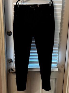 Seven7 Black Stretch Pants with Silver Logo